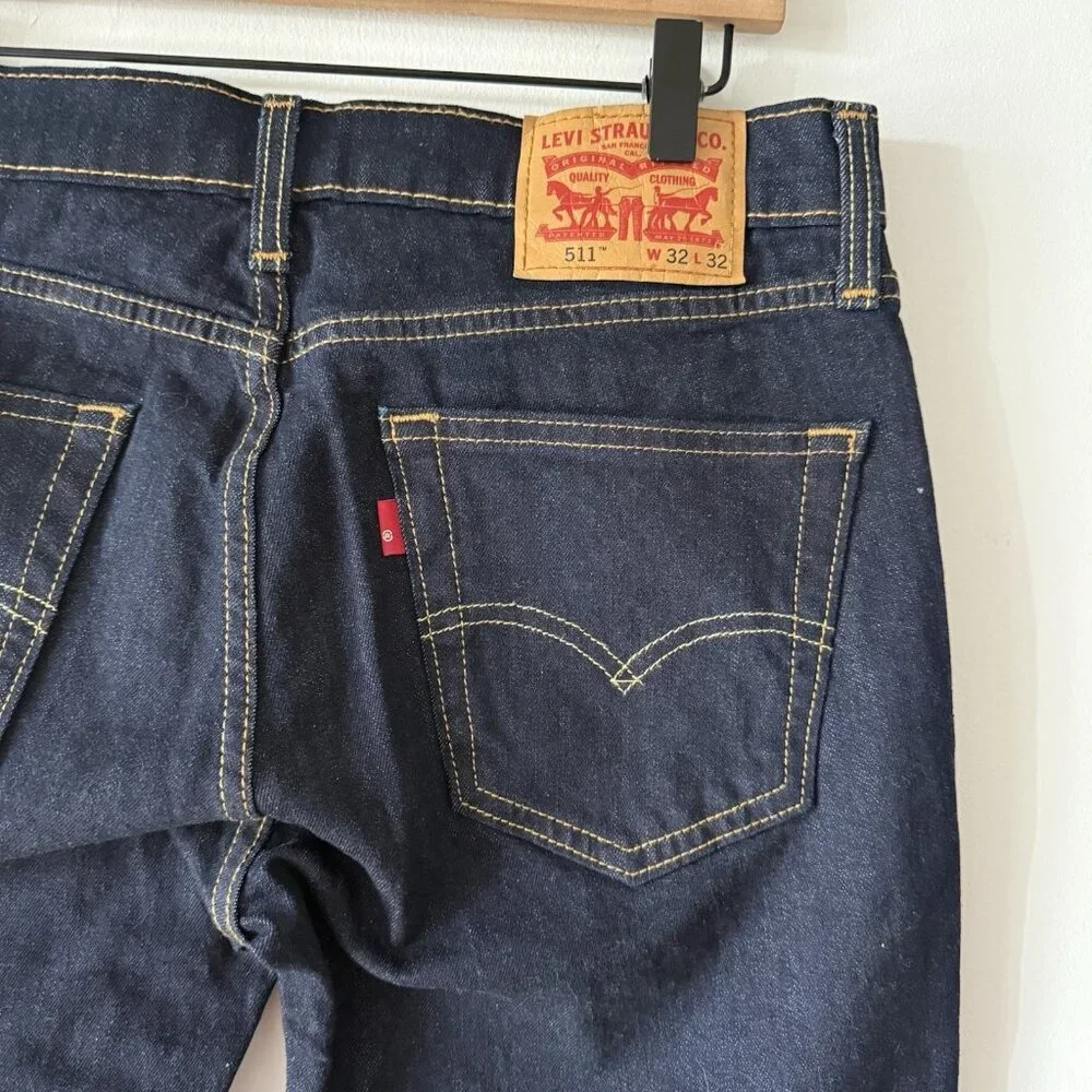 Levis 511 Jeans Mens W32 L32 Blue Slim Fit‎ Denim Classic Casual Grunge Preppy